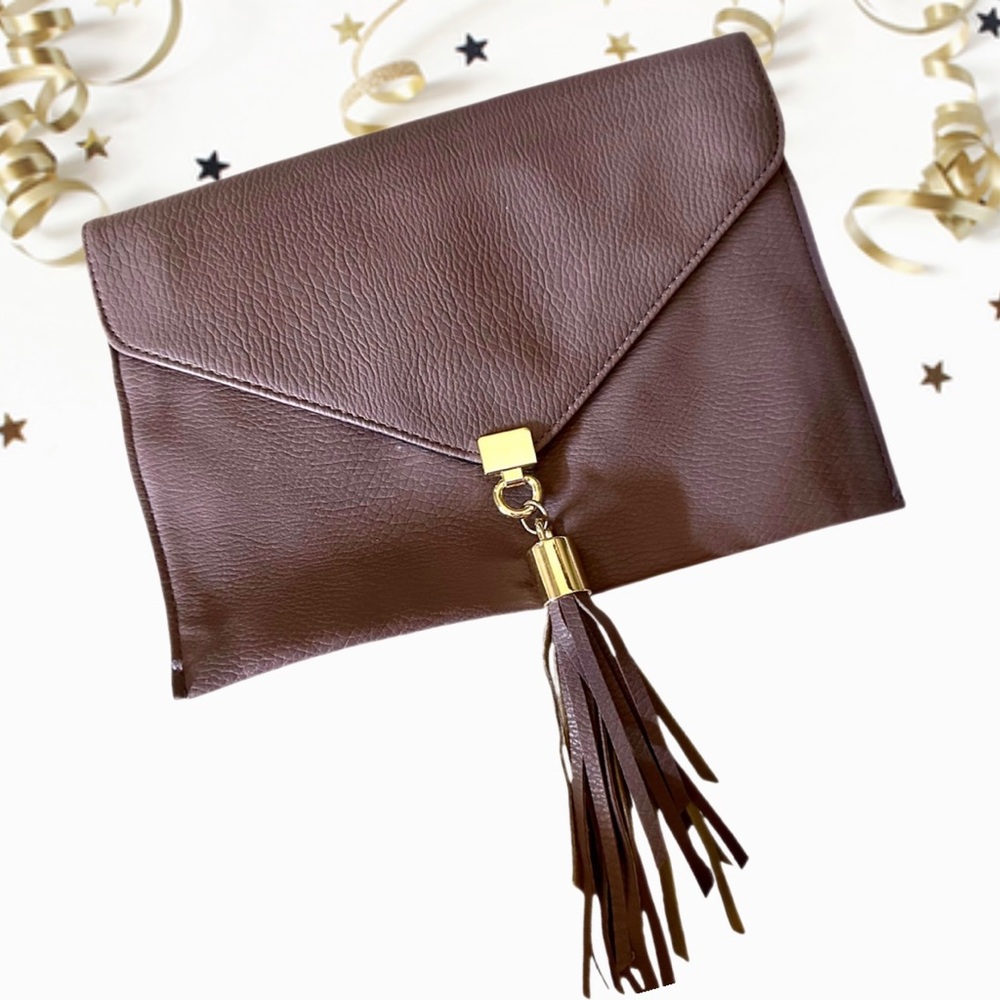 Big Buddha Mauve Faux Leather Envelope Clutch